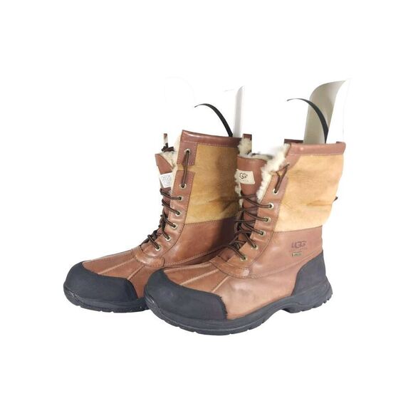 UGG Men’s Butte US11 Brown Leather Waterproof Sheepskin Vibram Winter Boots - Picture 1 of 16